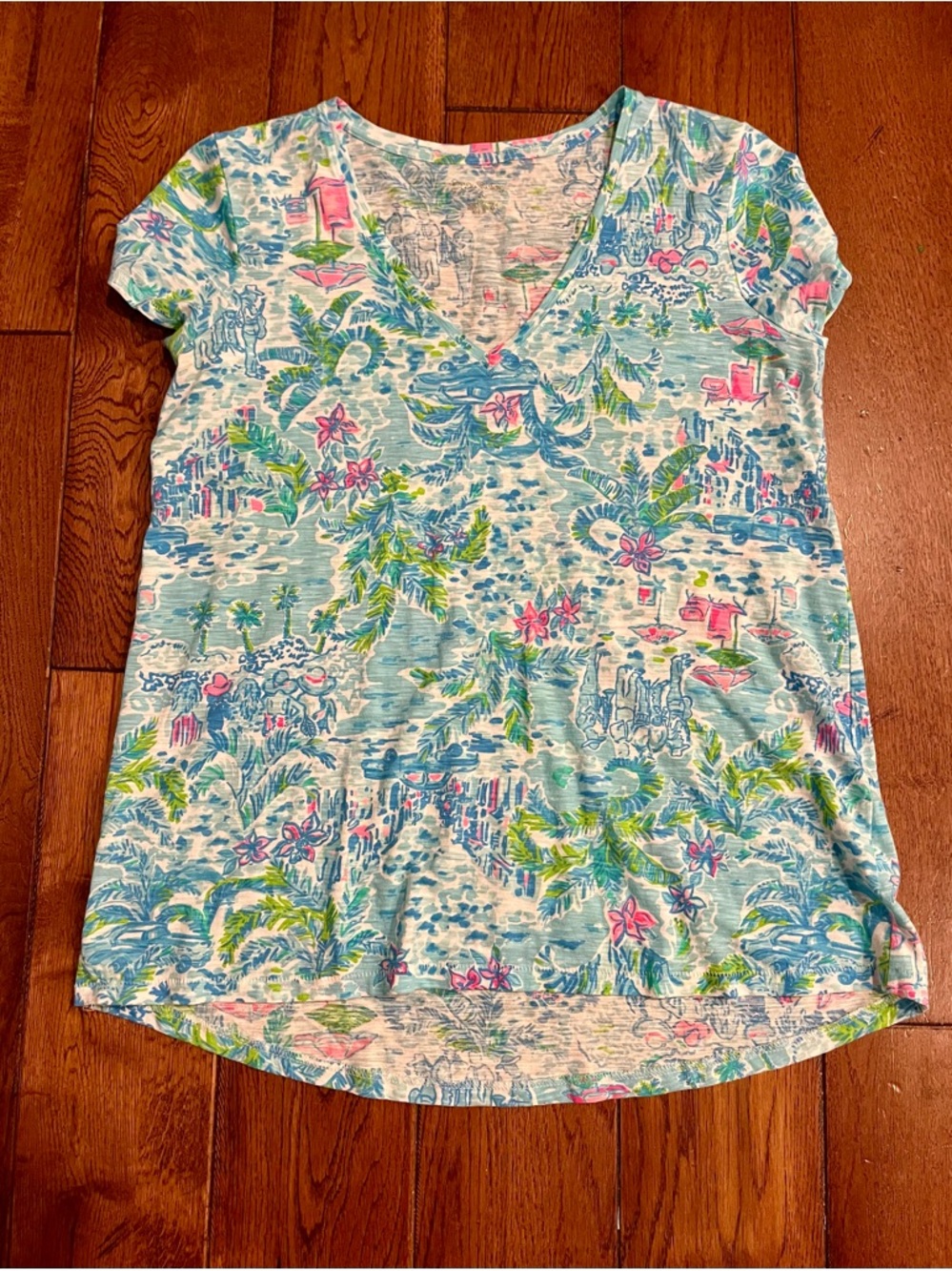 Lilly Pulitzer Etta V-Neck Top in What A Lovely Place